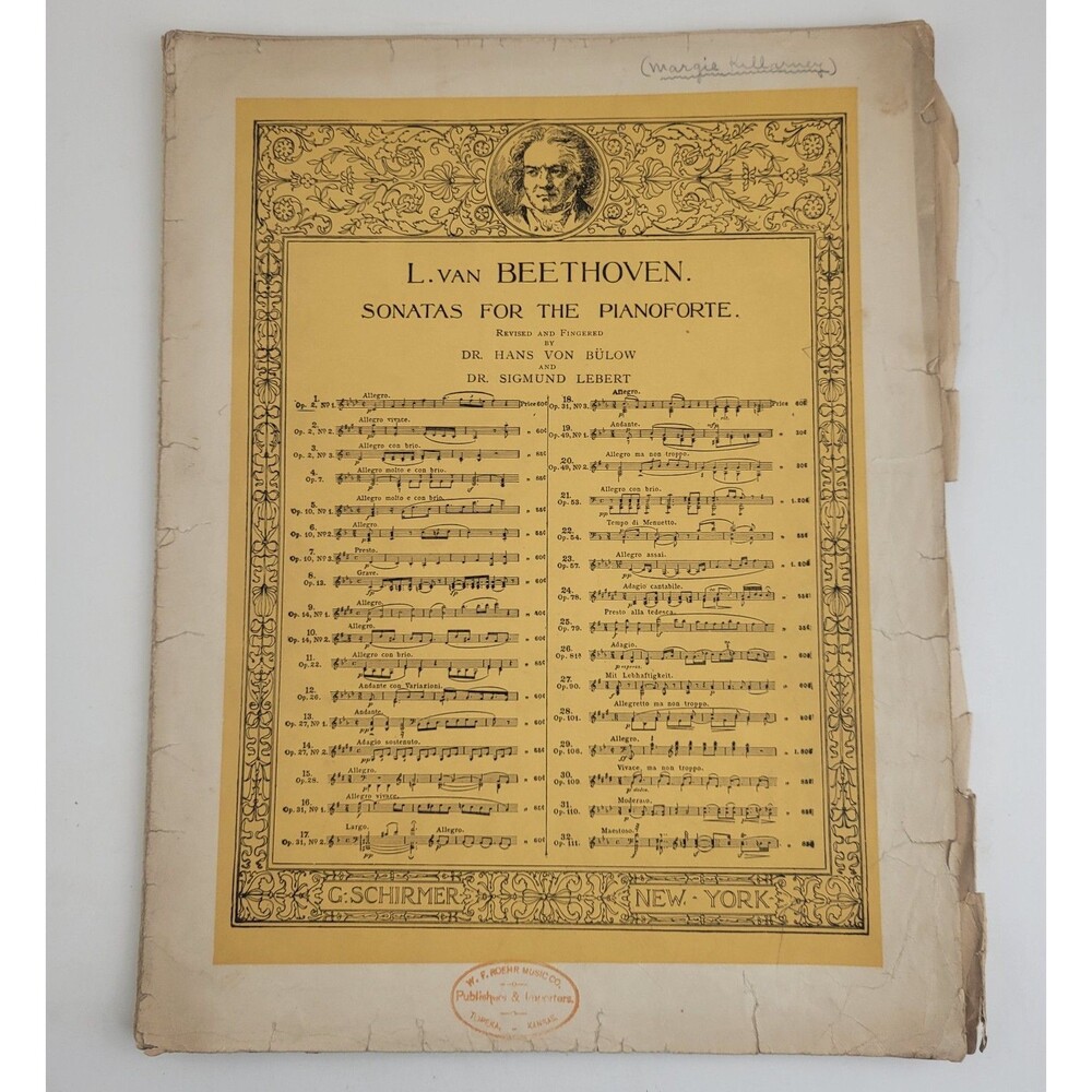 Antique 1894 L. Van Beethoven Sonatas for the Pianoforte G. Schirmer #SM3